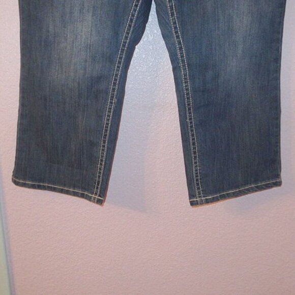 Rockin Denim Women's Jeans Size 16 Bling Stretch Capri Rhinestones Studs Sequins - Picture 4 of 11